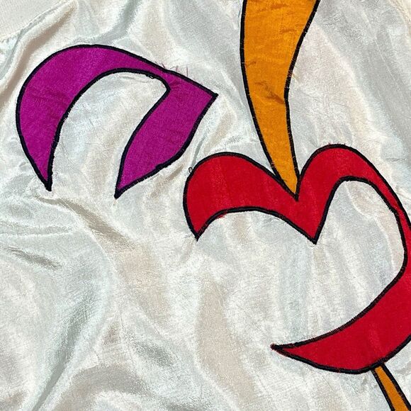 Vintage Adolfo 80s Windbreaker Top White Lipstick Perfume Embroidered Small - Picture 4 of 15